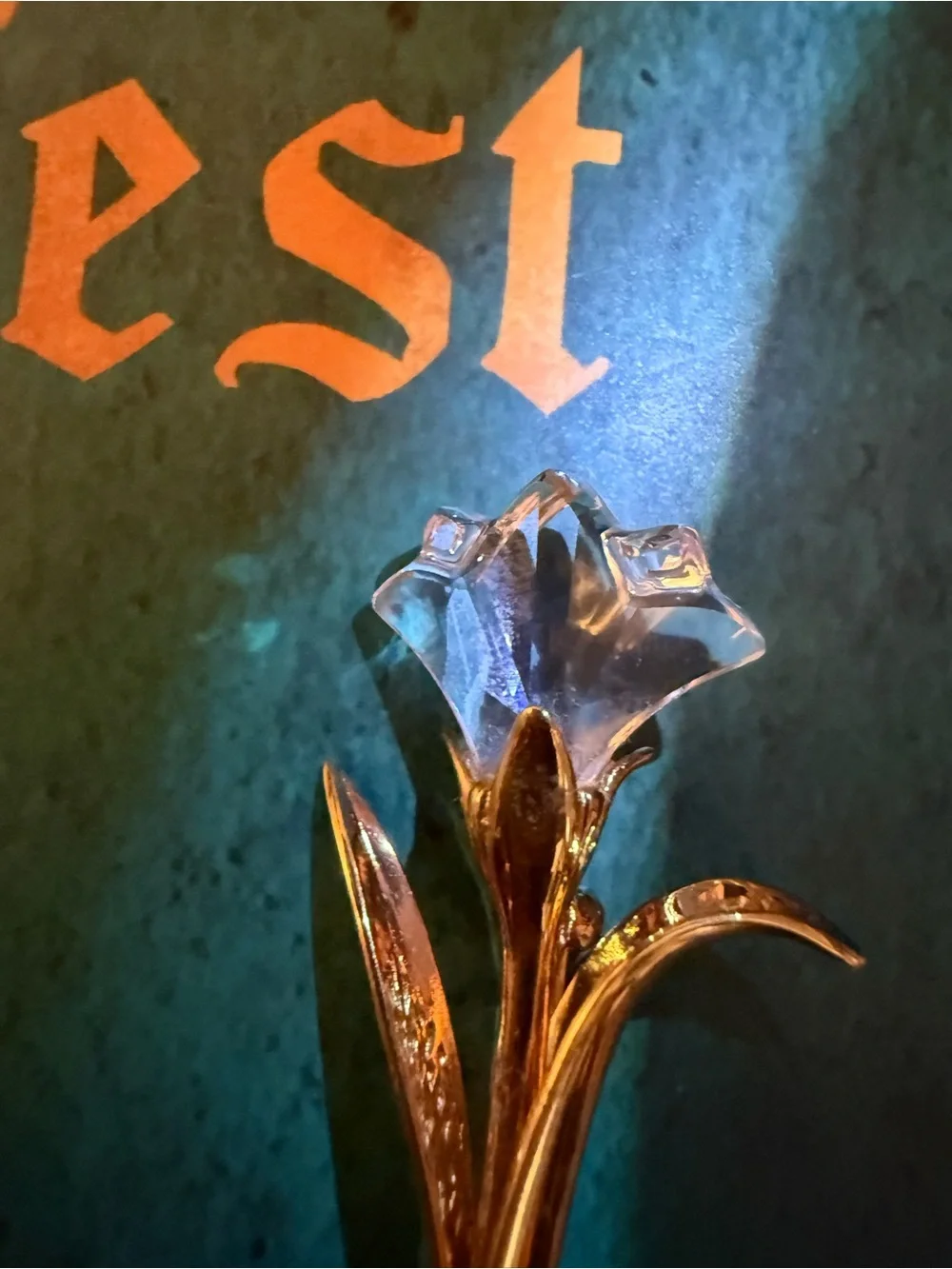Swarovski Gold Tulip Brooch with Clear Crystal Flower